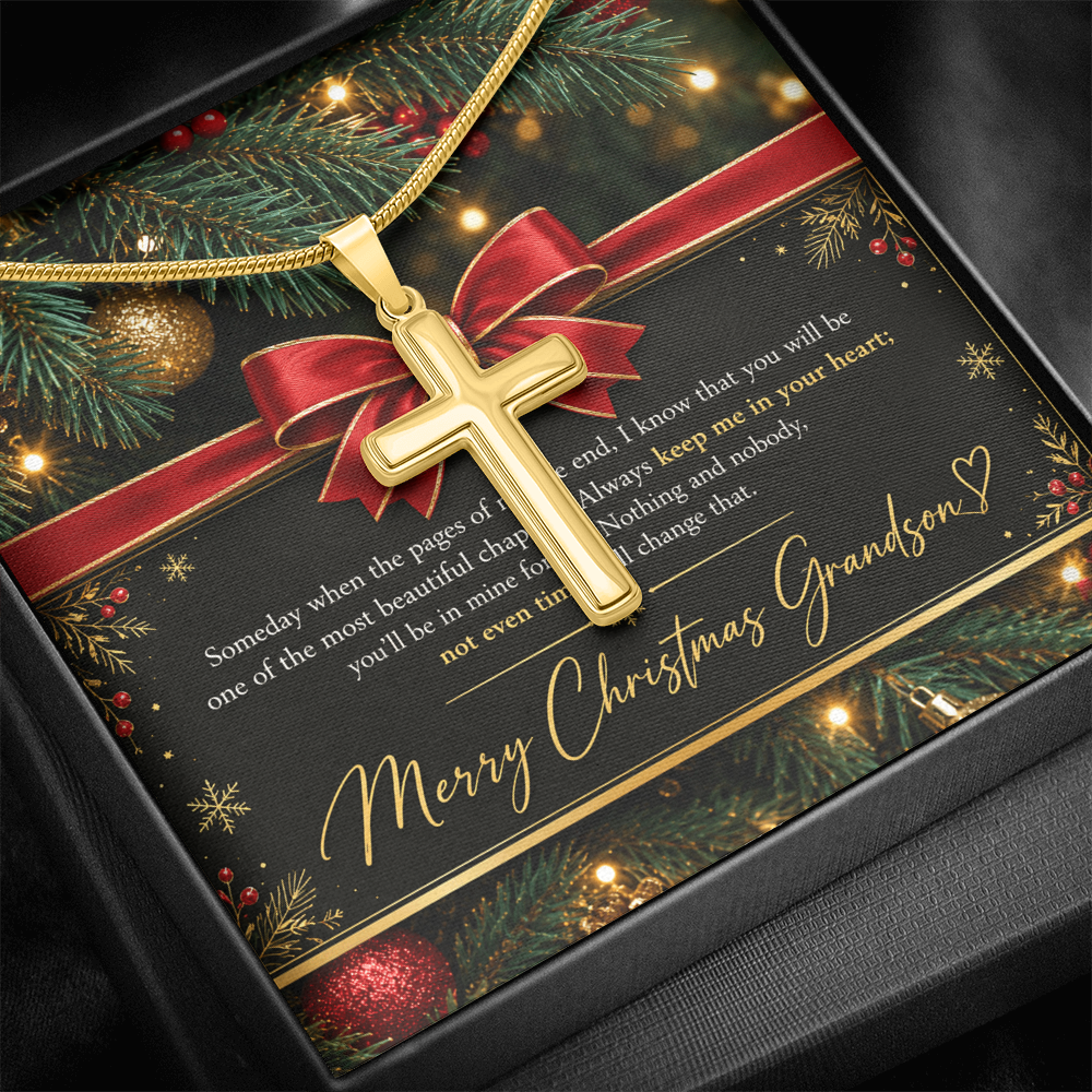Personalized Cross Necklace for Grandson – Meaningful Christmas Gift of Faith & Love