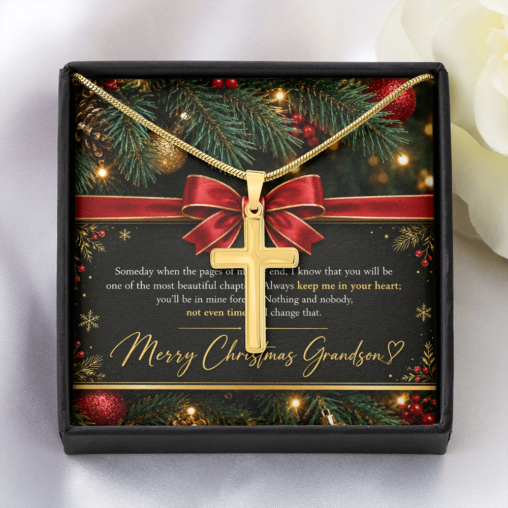 Personalized Cross Necklace for Grandson – Meaningful Christmas Gift of Faith & Love