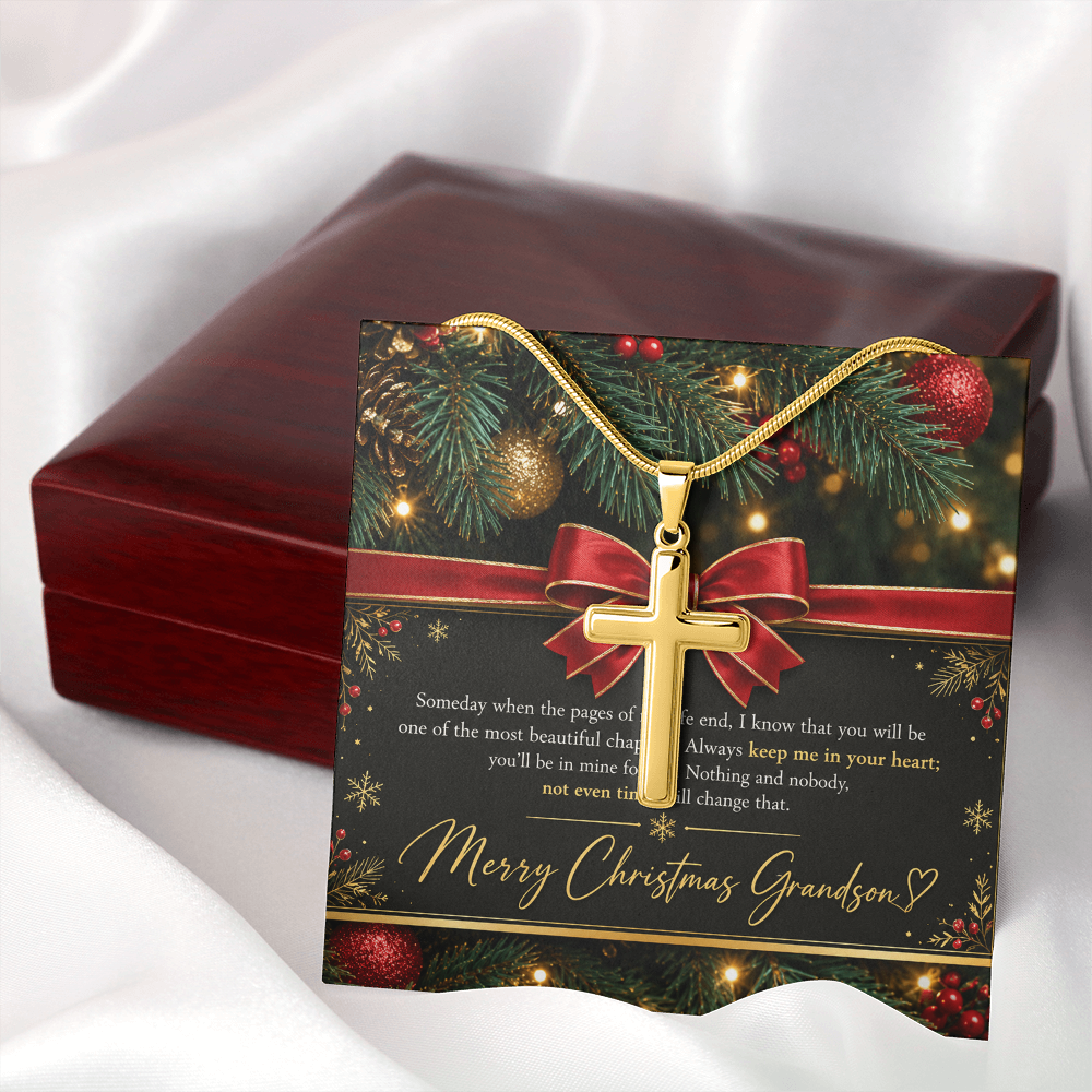 Personalized Cross Necklace for Grandson – Meaningful Christmas Gift of Faith & Love